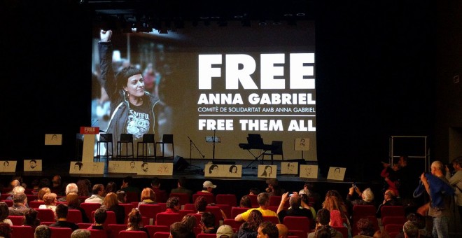 Inici de l'acte en suport d'Anna Gabriel a Sallent, el passat 5 de maig. / Endavant-OSAN.