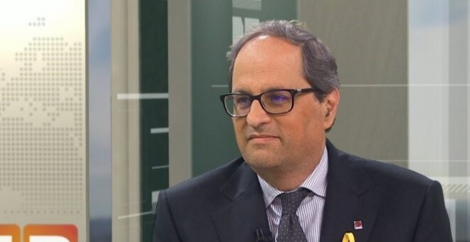 Joaquim Torra durant la seva primera entrevista, a TV3,  després de ser designat com a candidat a la Presidència de la Generalitat / Televisió de Catalunya