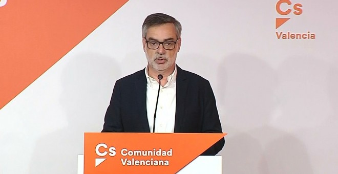 El secretario general de Ciudadanos, José Manuel Villegas, durante su comparecencia. E.P.