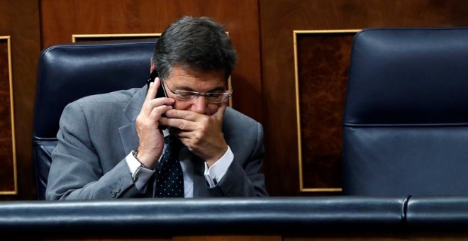 El ministro de Justicia, Rafael Catalá, durante el pleno del Congreso de los Diputados. - EFE