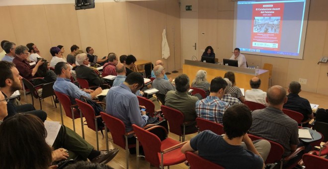 Jornada 'El Catalanisme davant el feixisme (1919-2018), aquest dimecres a la Universitat Pompeu Fabra, a Barcelona. / Josep Vicenç Mestre Nogué.