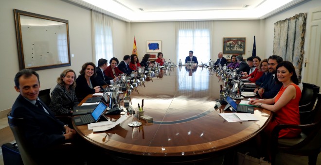 La primera reunión del Consejo de ministros y ministras del Gobierno de Pedro Sánchez. EFE/Chema Moya