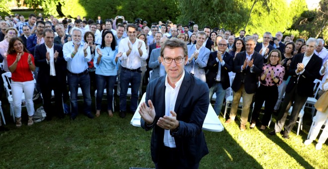 Alberto Núñez-Feijóo, en su comparecencia ante la Junta Directiva del PP de Galicia. EFE/ Xoán Rey