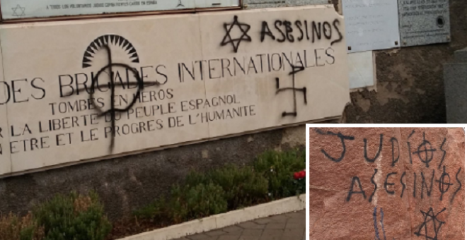Pintadas antisemitas en el cementerio de Fuencarral, en Madrid
