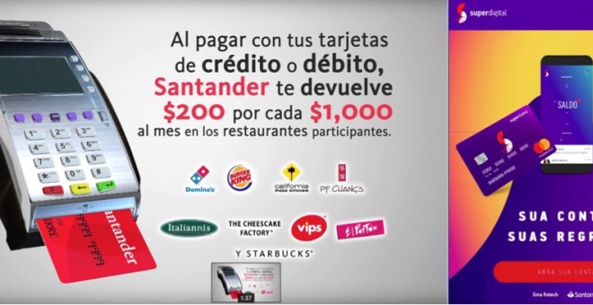 Promoción de pago en restaurantes con tarjeta del Banco Santander.