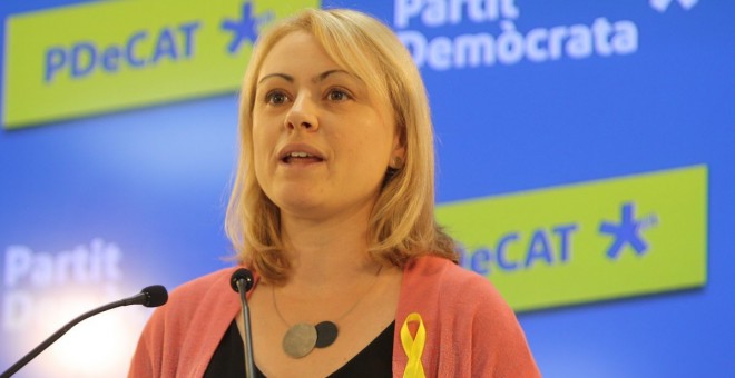 La portaveu del PDECat, Maria Senserrich, a la seu del partit, @PDemocratacat