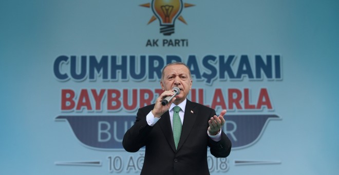 El presidente de Turquía, Recep Tayyip Erdogan, en una acto en la provincia de Bayburt, en el este de Anatolia. REUTERS