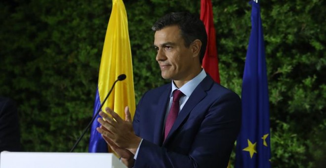 El presidente del Gobierno de España, Pedro Sánchez, en Bogotá, Colombia. / EFE