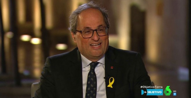 El presidente de la Generalitat, Quim Torra, durante la entrevista en LaSexta