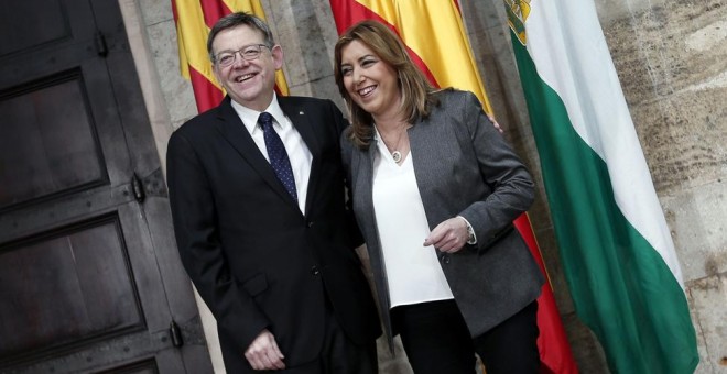 Los presidentes de la Generalitat valenciana, Ximo Puig,y de la Junta de Andalucía, Susana Díaz. EFE/Manuel Bruque