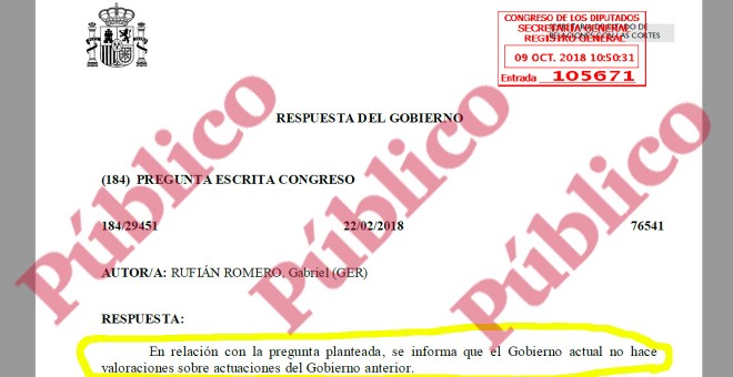 Repuesta del Gobierno a las preguntas de ERC sobre el teniente coronel Daniel Baena, alias 'Tácito' en Twitter.