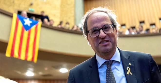 El president de la Generalitat, Quim Torra, a la Universitat de Ginebra. EFE