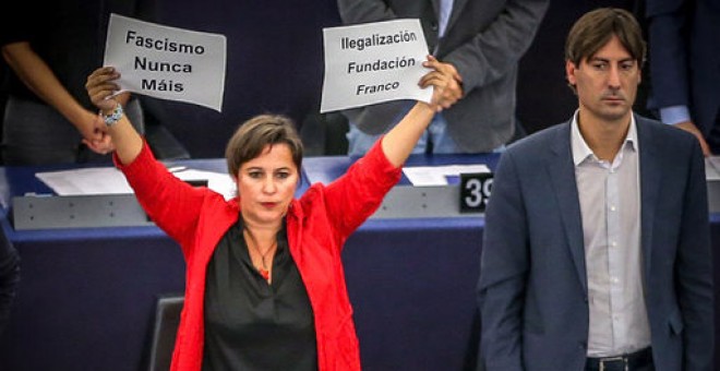 Ana Miranda, eurodiputada por el BNG, durante el Pleno del Parlamento Europeo celebrado este jueves