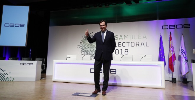 Antonio Garamendi, tras ser elegido nuevo presidente de la CEOE en la Asamblea General Electoral de patronal. EFE/Javier Lizón