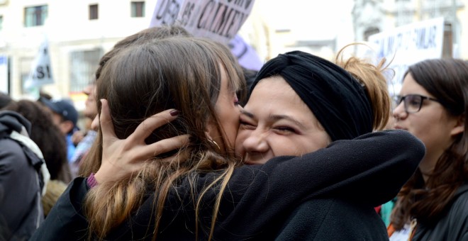 En la cabecera de la marcha se encontraba la organizadora de la movilización, Foro de Madrid contra la violencia a las mujeres - Arancha Ríos