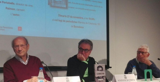 Pere Portabella, Antoni Batista  i Raimon en la presentació de 'Clandestins'. QUERALT CASTILLO.