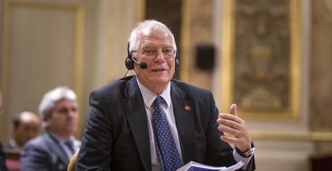 Josep Borrell durante su intervención en un acto organizado por la UCM donde se refirió al exterminio indígena por parte de EEUU como 'matar a cuatro indios' | UCM