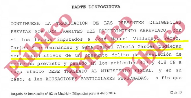 Fragmento del auto en el que la jueza Martínez Gamo transforma en procedimiento abreviado las piezas 2 y 4 de la causa del 'Pequeño Nicolás'.