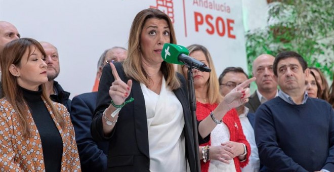 Susana Díaz, en Sevilla este lunes. EFE/Julio Muñoz