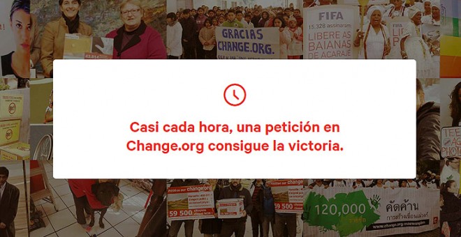 Pantalla del sitio web de Change.org.