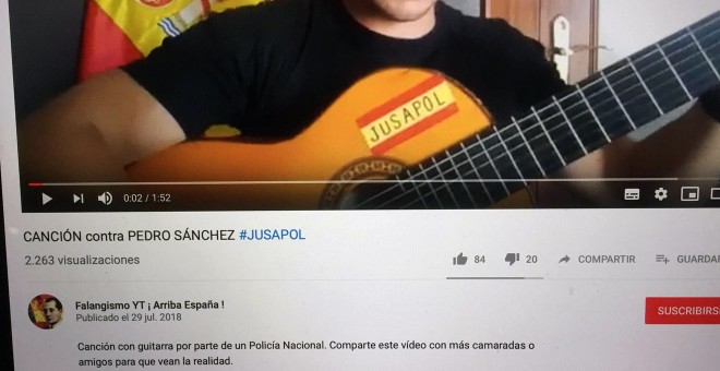 Difusión de Falangismo Youtube del vídeo de la Canción contra Pedro Sánchez.