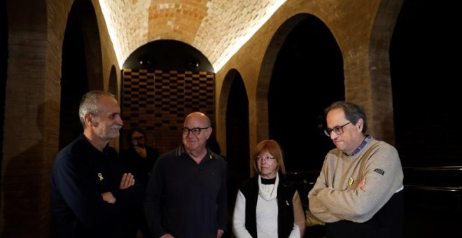 El president de la Generalitat, Quim Torra, en la seva arribada al dipòsit del Rei Martí, al barri de Sarrià de Barcelona. EFE / Toni Albir