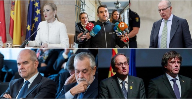 Cristina Cifuentes, un miembro de La Manada, Rodrigo Rato, Chavez y Griñán y Torra y Puigdemont. Agencias