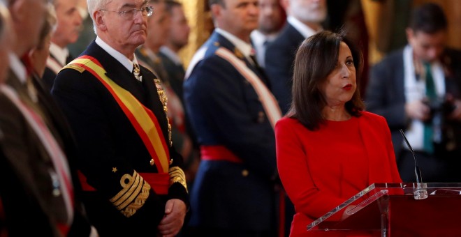 La ministra de Defensa, Margarita Robles, durante la celebración de la Pascua Militar. EFE/Chema Moya