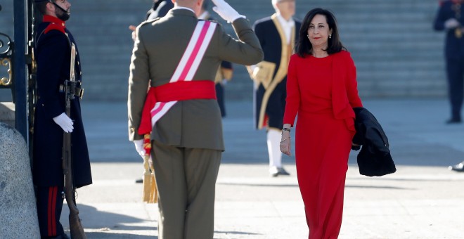 La ministra de Defensa, Margarita Robles, durante la celebración de la Pascua Militar. EFE/Chema Moya