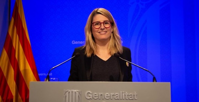 La consellera de la Presidència, Elsa Artadi, en la roda de premsa posterior al consell executiu. EUROPA PRESS