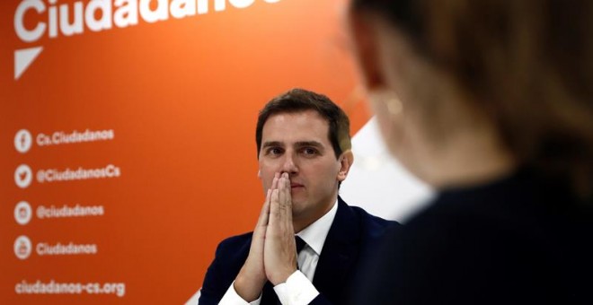 El líder de Ciudadanos, Albert Rivera, durante la reunión de Comité Permanente de Ciudadanos, celebrado hoy en la sede del partido. EFE/Mariscal