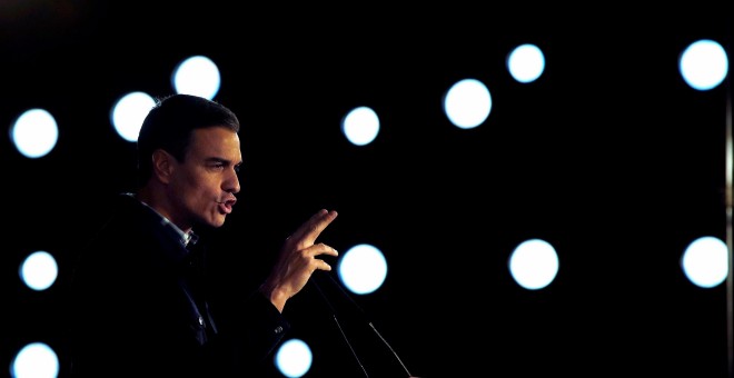 El presidente del gobierno, Pedro Sánchez, en un acto del PSC en Barcelona este sábado.- Alberto Estévez/EFE