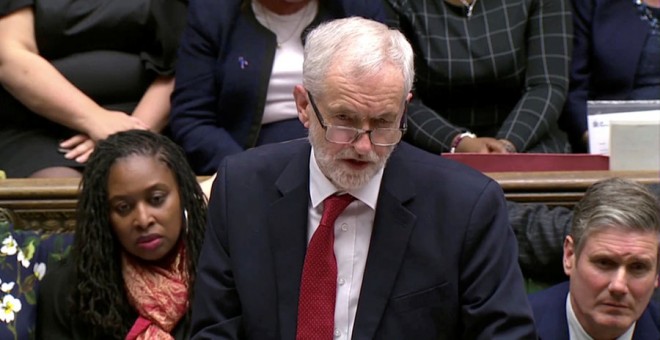 Corbyn, durante el debate del brexit en el Parlamento británico este martes. REUTERS