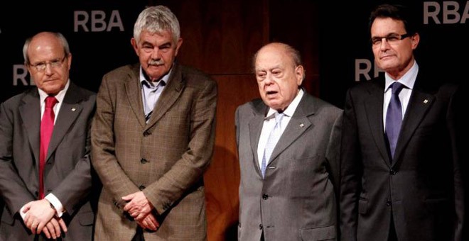 Los expresidents de la Generalitat José Montilla, Pasqual Maragall, Jordi Pujol y Artur Mas, en una foto de archivo. / EFE