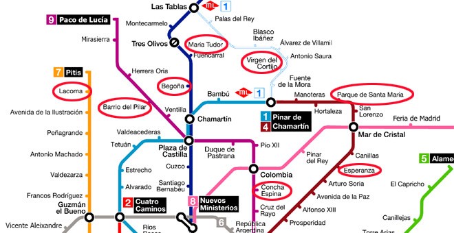 Mapa del metro de Madrid.