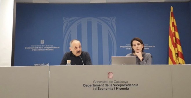 Roda de premsa de l'Oficina de Drets Civils i Polítics amb la presència del seu director, Adam Majó, durant la presentació del primer balanç de l'activitat de la institució. Govern