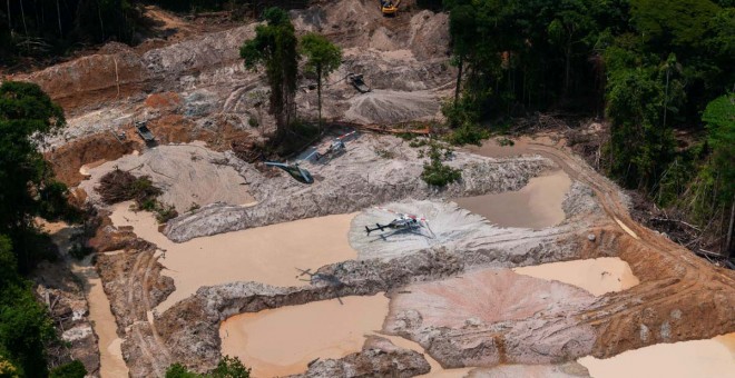 Desactivación de yacimientos ilegales de oro y casiterita en el estado brasileño de Pará./ Instituto Brasileño del Medio Ambiente y de los Recursos Naturales Renovables (IBAMA).