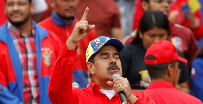 El presidente de Venezuela, Nicolás Maduro, durante su discurso en la avenida Bolívar de Caracas.-REUTERS