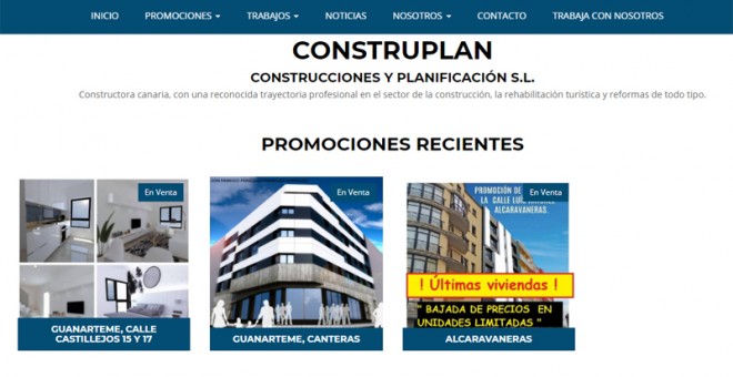 Página web de Construplan, Construcciones y Planificación SL