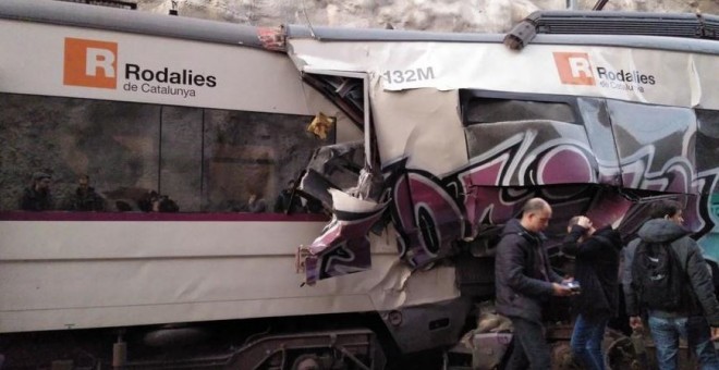 Tren afectat en accident entre Sant Vicenç de Castellet i Manresa /  @lusberth a twitter