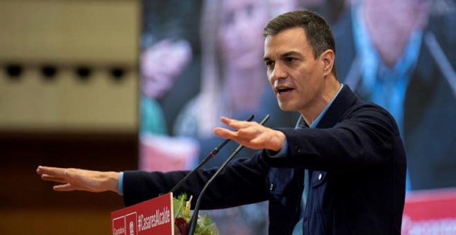 Pedro Sánchez durante su intervención en el acto de presentación del candidato a la alcaldía de Santander. (EFE)