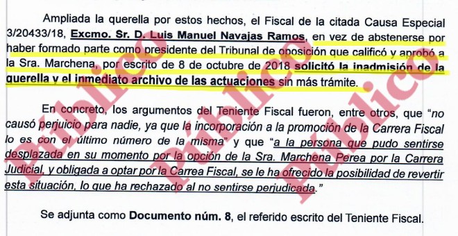 Argumento fiscal Navajas nadie perjudicado por caso Sofía Marchena.