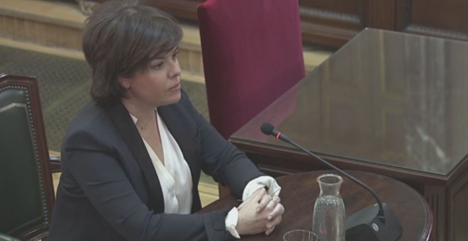 Soraya Sáenz de Santamaría, durante su declaración en el juicio al 'procés'.