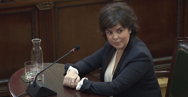Soraya Saénz de Santamaría declarando como testigo en el juicio por el procés.
