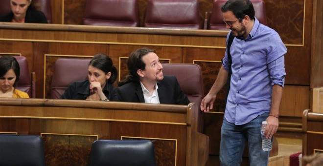 Pablo Iglesias y Alberto Garzón./Europa Press