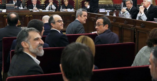 Los acusados en el juicio al 'procés', hace unos días en el Supremo. J.J. Guillen/REUTERS