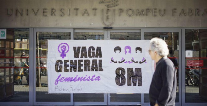 Campus de la UPF al Poblenou tancat per la vaga feminista. JOEL KASHILA