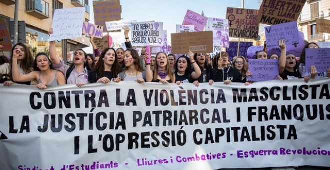 La mobilització estudiantil de la vaga feminista del 8-M. EUROPA PRESS.