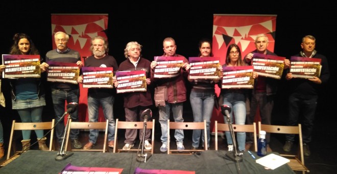 La presentació de la manifestació de Madrid d'aquest dissabte, 16 de març, contra el judici al Procés. EUROPA PRESS