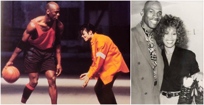 Michael Jordan y Michael Jackson (izquierda) y el jugador de Chicago Bulls y Whitney Houston.